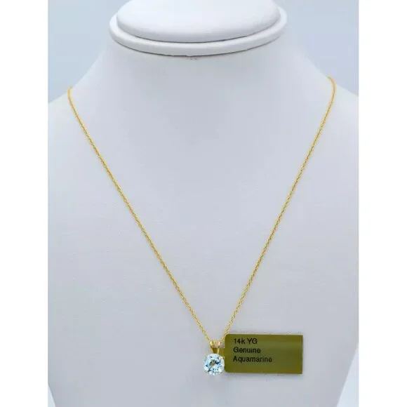 Genuine 1.07 Ct Aquamarine Pendant 14k Yellow Gold - Picture 5 of 5